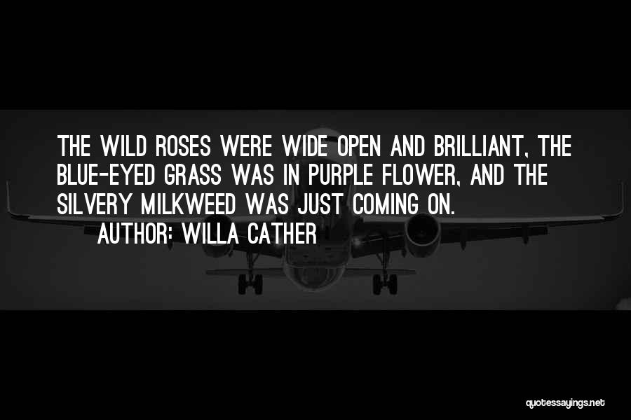 Willa Cather Quotes: The Wild Roses Were Wide Open And Brilliant, The Blue-eyed Grass Was In Purple Flower, And The Silvery Milkweed Was