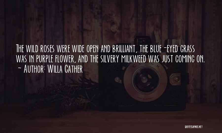 Willa Cather Quotes: The Wild Roses Were Wide Open And Brilliant, The Blue-eyed Grass Was In Purple Flower, And The Silvery Milkweed Was