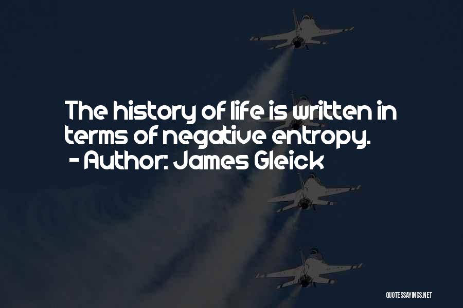 James Gleick Quotes: The History Of Life Is Written In Terms Of Negative Entropy.