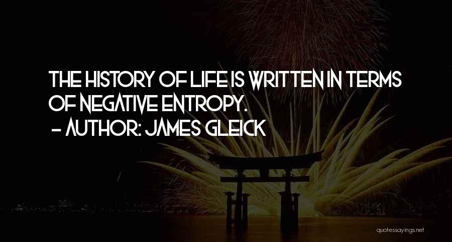 James Gleick Quotes: The History Of Life Is Written In Terms Of Negative Entropy.