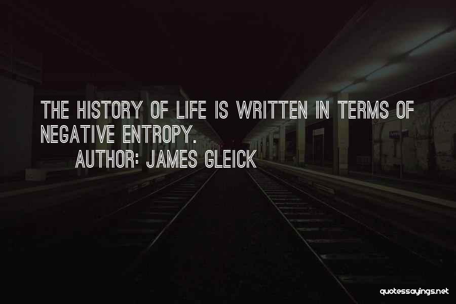 James Gleick Quotes: The History Of Life Is Written In Terms Of Negative Entropy.
