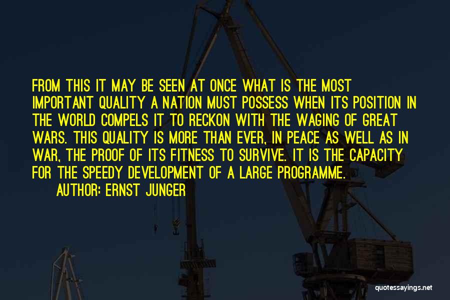 Ernst Junger Quotes: From This It May Be Seen At Once What Is The Most Important Quality A Nation Must Possess When Its