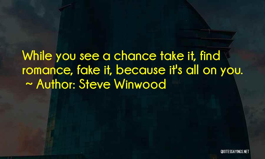 Steve Winwood Quotes: While You See A Chance Take It, Find Romance, Fake It, Because It's All On You.
