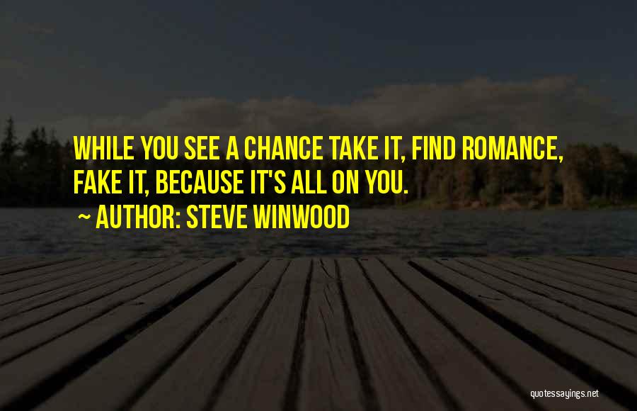 Steve Winwood Quotes: While You See A Chance Take It, Find Romance, Fake It, Because It's All On You.