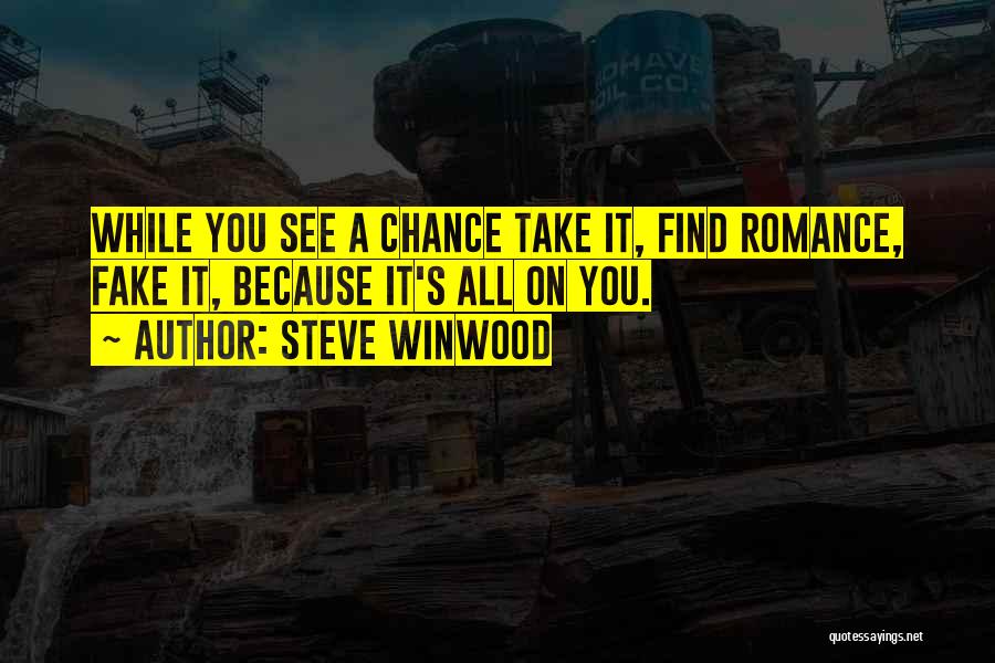 Steve Winwood Quotes: While You See A Chance Take It, Find Romance, Fake It, Because It's All On You.