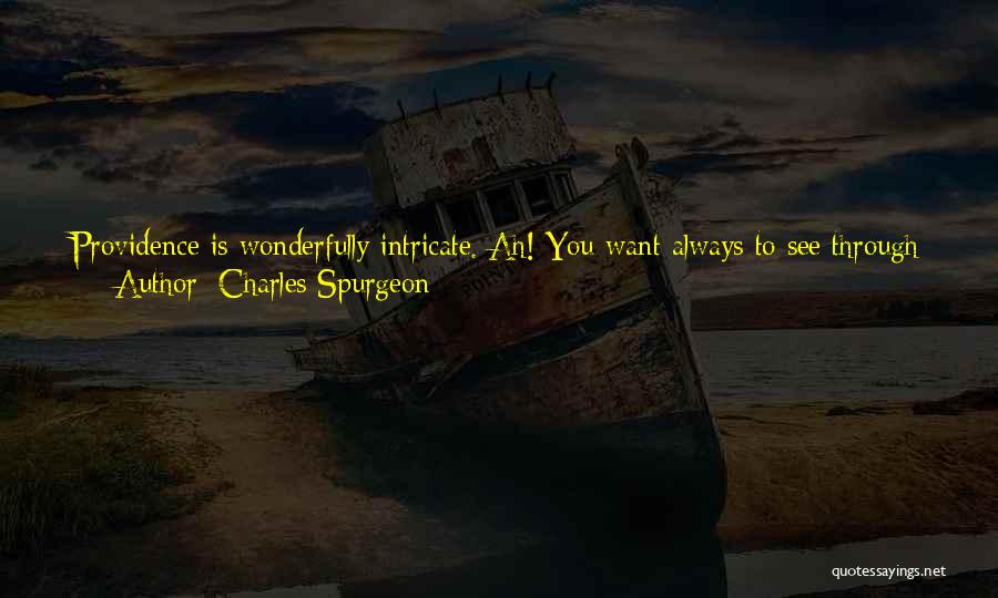 Charles Spurgeon Quotes: Providence Is Wonderfully Intricate. Ah! You Want Always To See Through Providence, Do You Not? You Never Will, I Assure