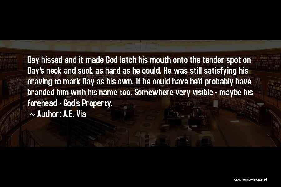 A.E. Via Quotes: Day Hissed And It Made God Latch His Mouth Onto The Tender Spot On Day's Neck And Suck As Hard