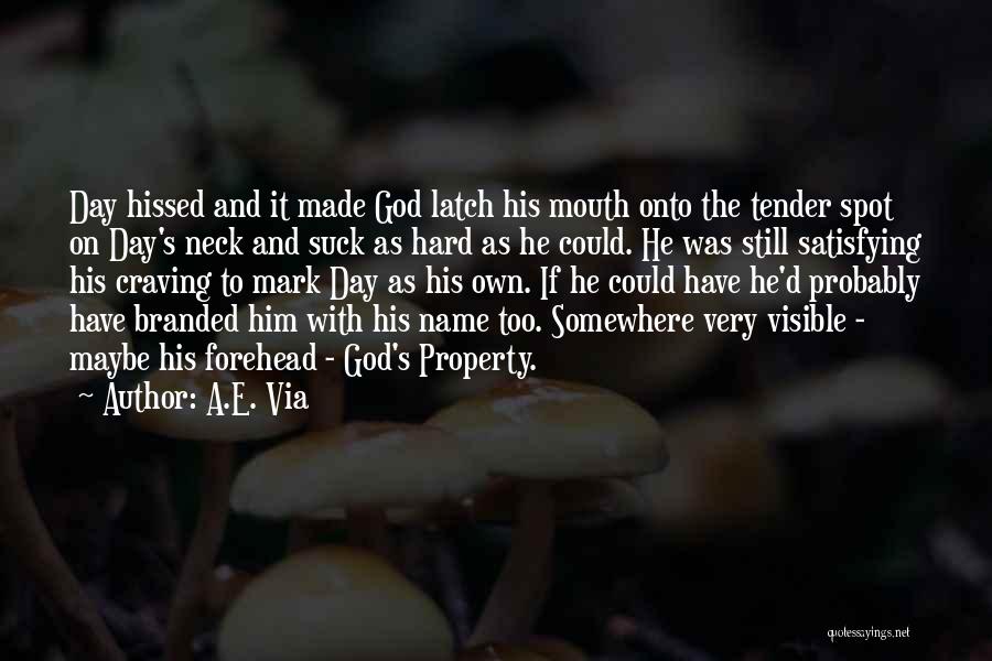 A.E. Via Quotes: Day Hissed And It Made God Latch His Mouth Onto The Tender Spot On Day's Neck And Suck As Hard