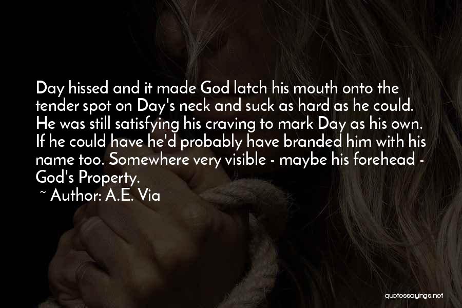 A.E. Via Quotes: Day Hissed And It Made God Latch His Mouth Onto The Tender Spot On Day's Neck And Suck As Hard
