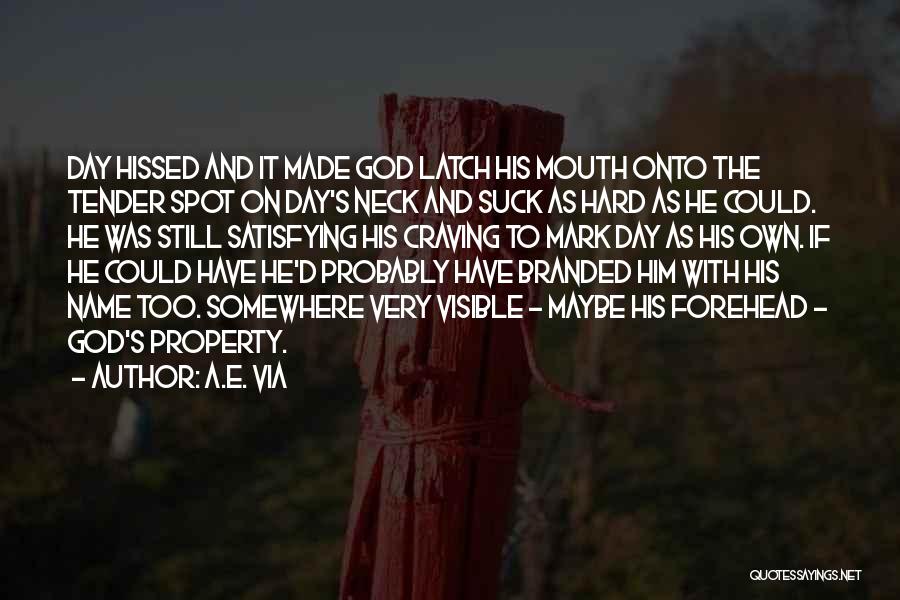 A.E. Via Quotes: Day Hissed And It Made God Latch His Mouth Onto The Tender Spot On Day's Neck And Suck As Hard