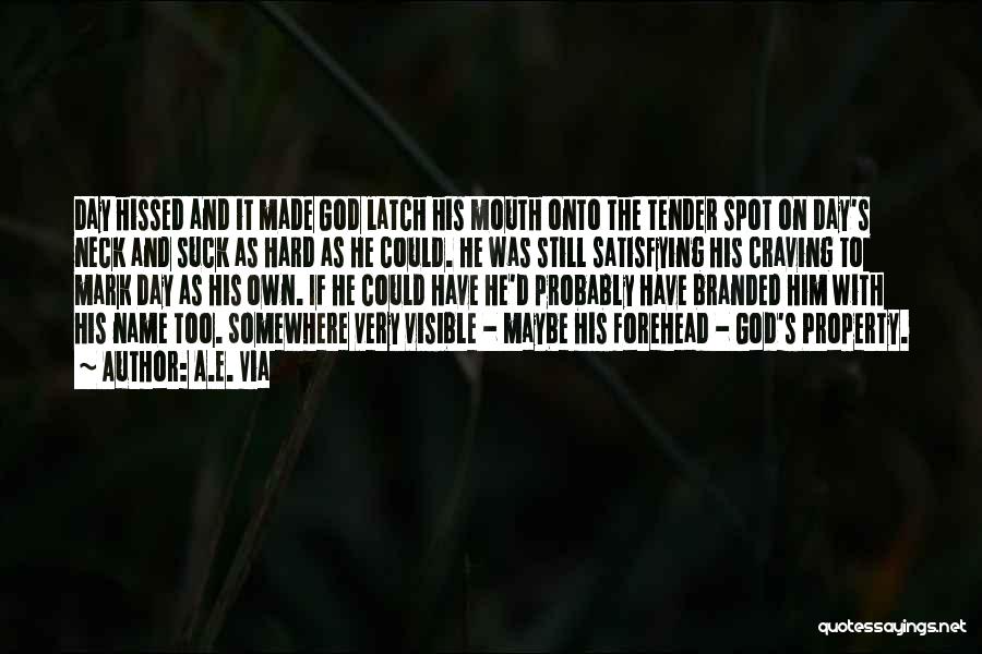 A.E. Via Quotes: Day Hissed And It Made God Latch His Mouth Onto The Tender Spot On Day's Neck And Suck As Hard