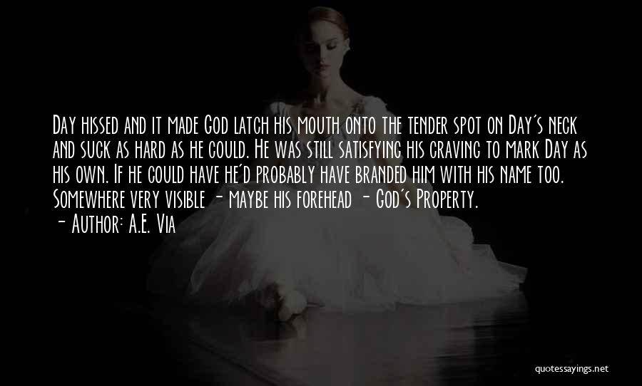 A.E. Via Quotes: Day Hissed And It Made God Latch His Mouth Onto The Tender Spot On Day's Neck And Suck As Hard