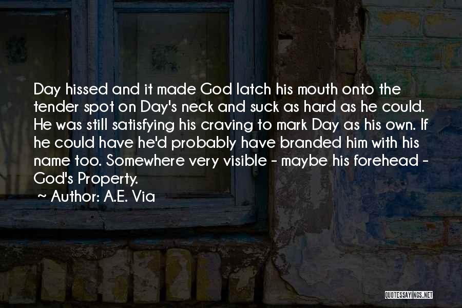 A.E. Via Quotes: Day Hissed And It Made God Latch His Mouth Onto The Tender Spot On Day's Neck And Suck As Hard