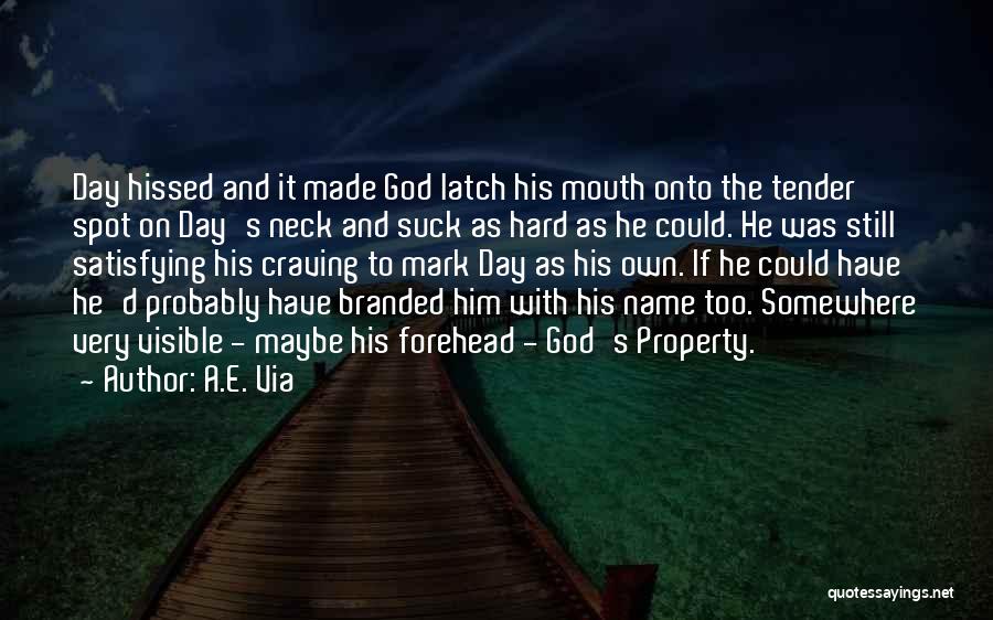 A.E. Via Quotes: Day Hissed And It Made God Latch His Mouth Onto The Tender Spot On Day's Neck And Suck As Hard