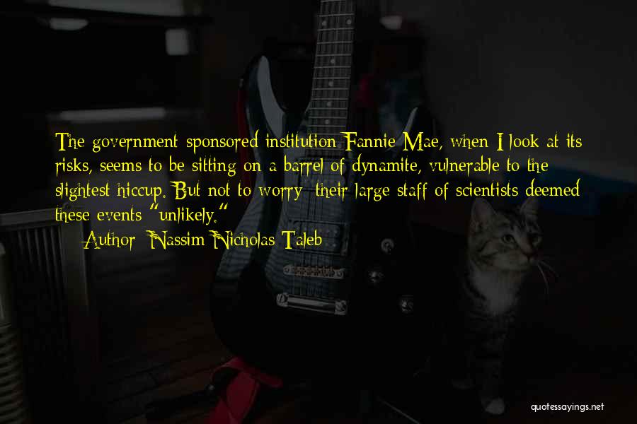 Nassim Nicholas Taleb Quotes: The Government-sponsored Institution Fannie Mae, When I Look At Its Risks, Seems To Be Sitting On A Barrel Of Dynamite,