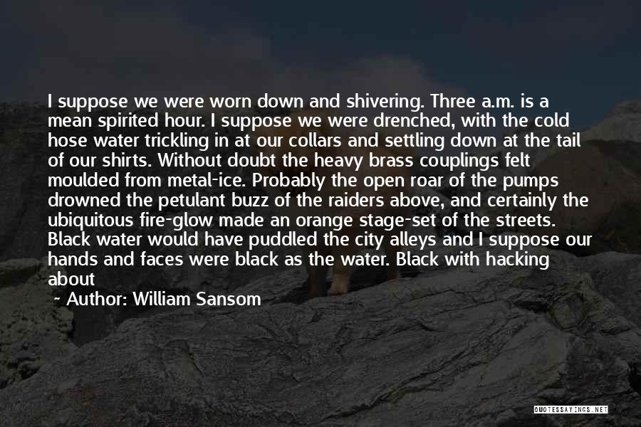 William Sansom Quotes: I Suppose We Were Worn Down And Shivering. Three A.m. Is A Mean Spirited Hour. I Suppose We Were Drenched,