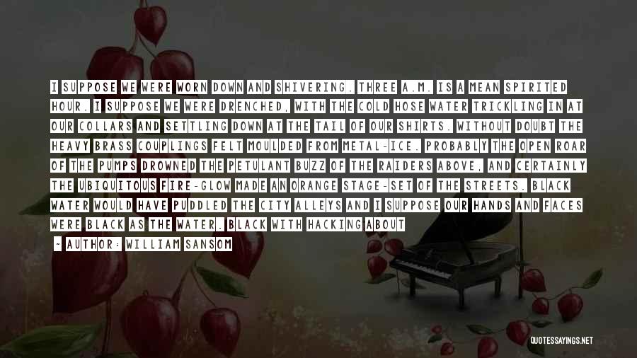 William Sansom Quotes: I Suppose We Were Worn Down And Shivering. Three A.m. Is A Mean Spirited Hour. I Suppose We Were Drenched,