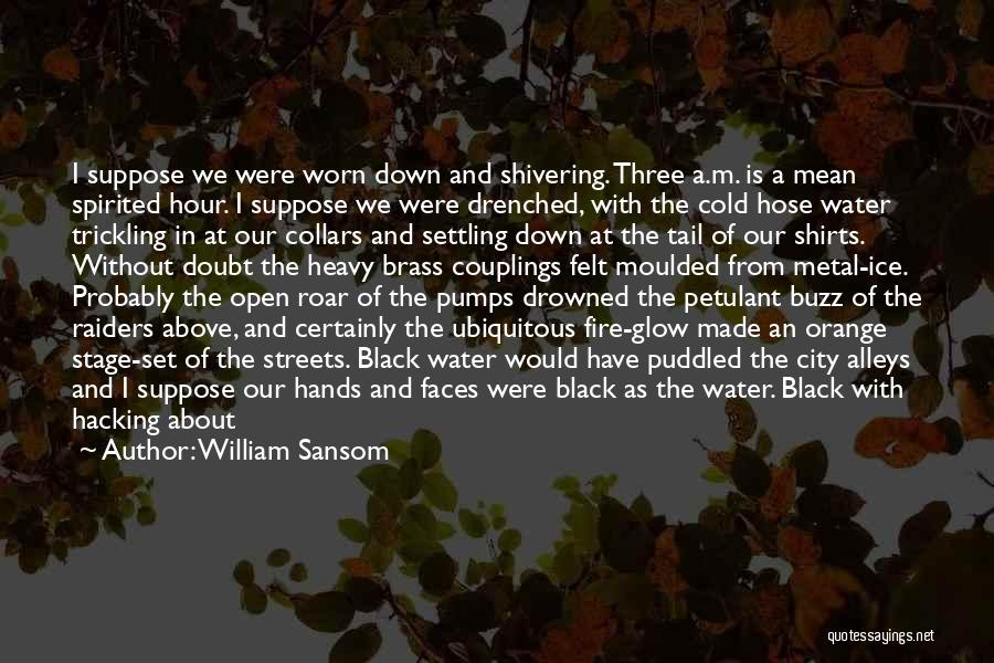 William Sansom Quotes: I Suppose We Were Worn Down And Shivering. Three A.m. Is A Mean Spirited Hour. I Suppose We Were Drenched,