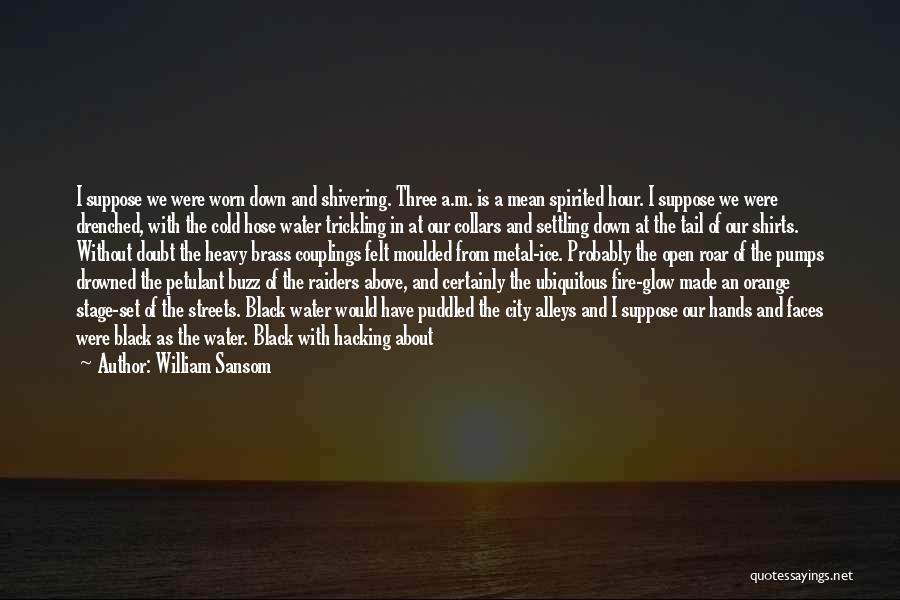 William Sansom Quotes: I Suppose We Were Worn Down And Shivering. Three A.m. Is A Mean Spirited Hour. I Suppose We Were Drenched,