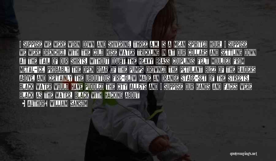 William Sansom Quotes: I Suppose We Were Worn Down And Shivering. Three A.m. Is A Mean Spirited Hour. I Suppose We Were Drenched,
