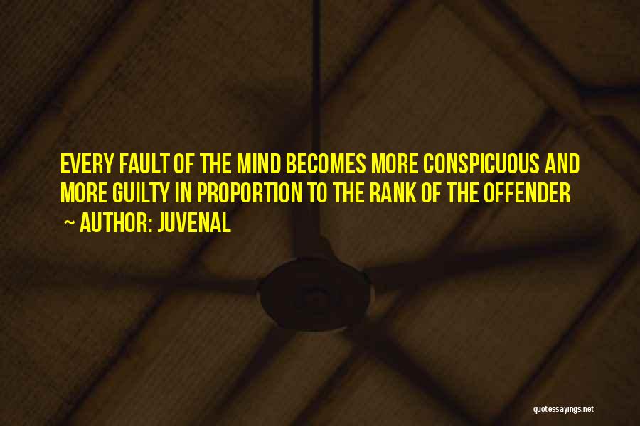 Juvenal Quotes: Every Fault Of The Mind Becomes More Conspicuous And More Guilty In Proportion To The Rank Of The Offender