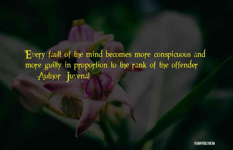 Juvenal Quotes: Every Fault Of The Mind Becomes More Conspicuous And More Guilty In Proportion To The Rank Of The Offender