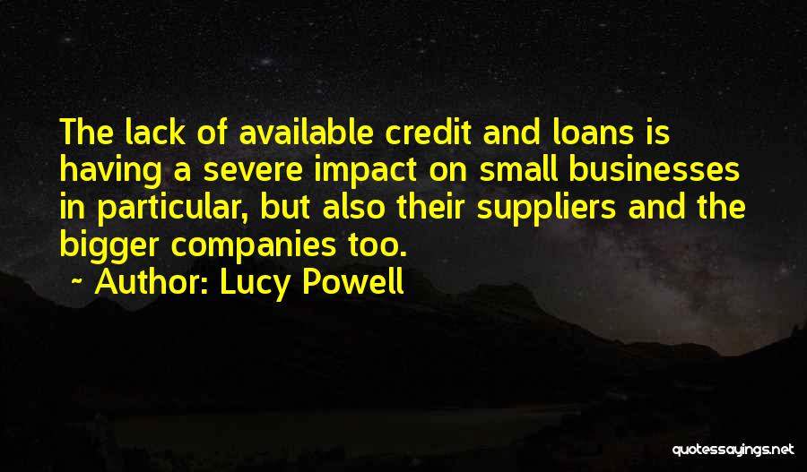 Lucy Powell Quotes: The Lack Of Available Credit And Loans Is Having A Severe Impact On Small Businesses In Particular, But Also Their