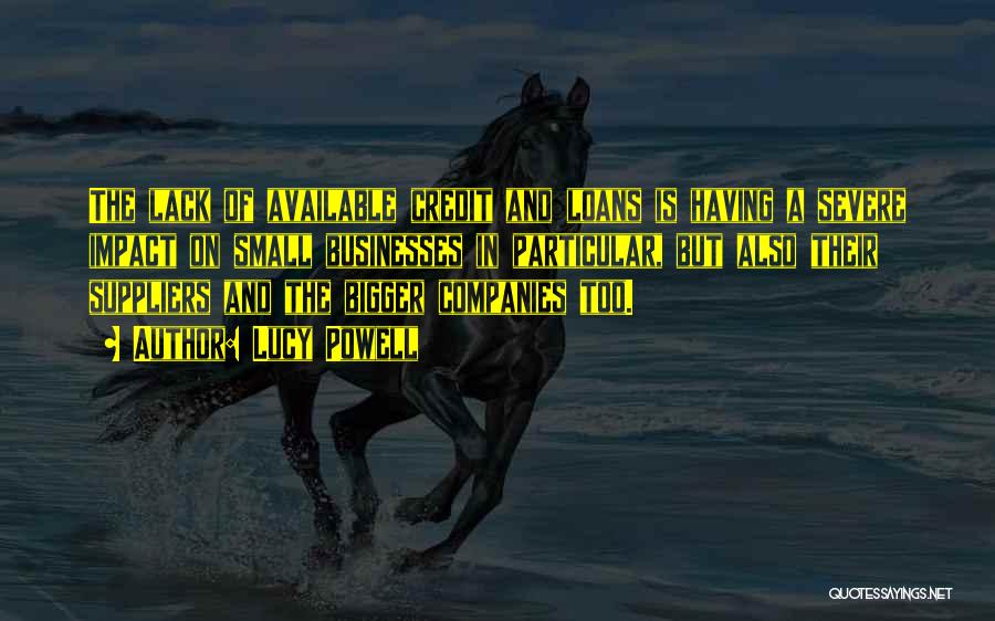 Lucy Powell Quotes: The Lack Of Available Credit And Loans Is Having A Severe Impact On Small Businesses In Particular, But Also Their