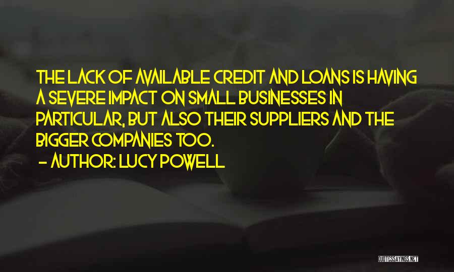 Lucy Powell Quotes: The Lack Of Available Credit And Loans Is Having A Severe Impact On Small Businesses In Particular, But Also Their