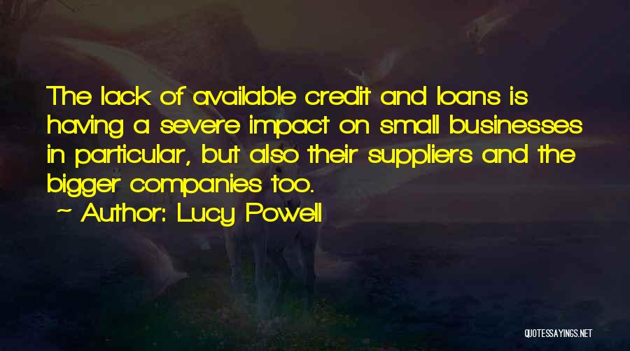 Lucy Powell Quotes: The Lack Of Available Credit And Loans Is Having A Severe Impact On Small Businesses In Particular, But Also Their