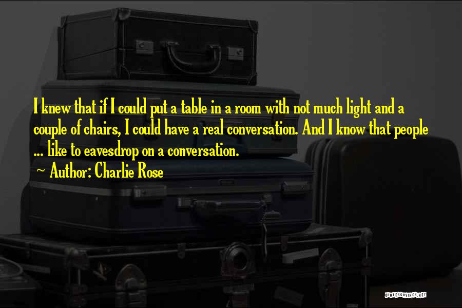 Charlie Rose Quotes: I Knew That If I Could Put A Table In A Room With Not Much Light And A Couple Of