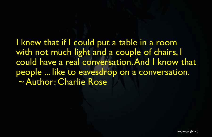 Charlie Rose Quotes: I Knew That If I Could Put A Table In A Room With Not Much Light And A Couple Of