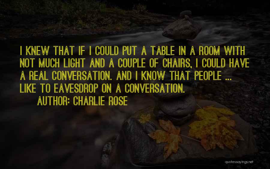 Charlie Rose Quotes: I Knew That If I Could Put A Table In A Room With Not Much Light And A Couple Of