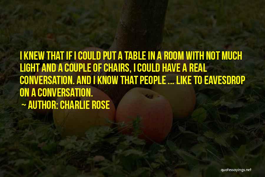Charlie Rose Quotes: I Knew That If I Could Put A Table In A Room With Not Much Light And A Couple Of