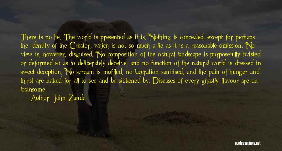 John Zande Quotes: There Is No Lie. The World Is Presented As It Is. Nothing Is Concealed, Except For Perhaps The Identity Of