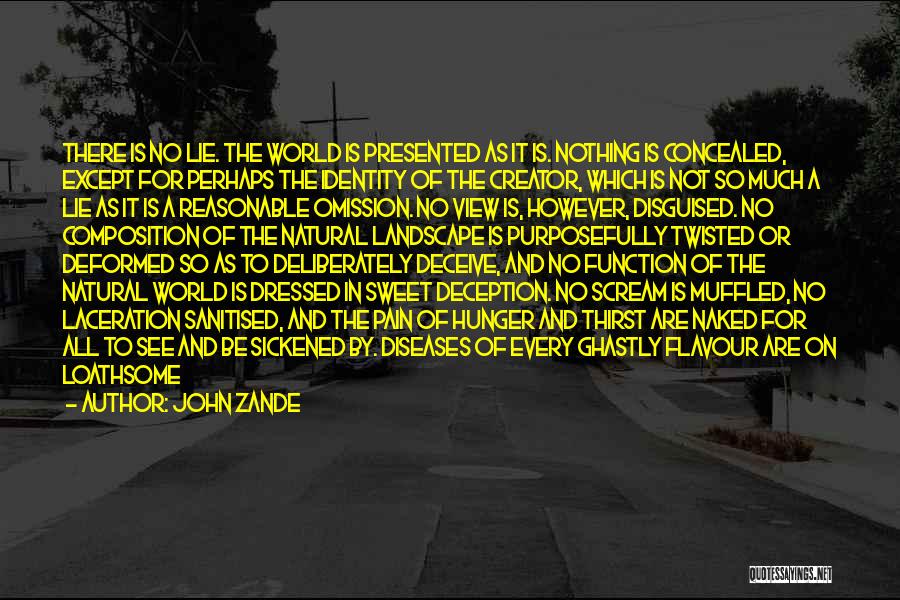 John Zande Quotes: There Is No Lie. The World Is Presented As It Is. Nothing Is Concealed, Except For Perhaps The Identity Of