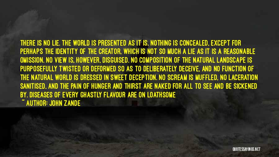 John Zande Quotes: There Is No Lie. The World Is Presented As It Is. Nothing Is Concealed, Except For Perhaps The Identity Of