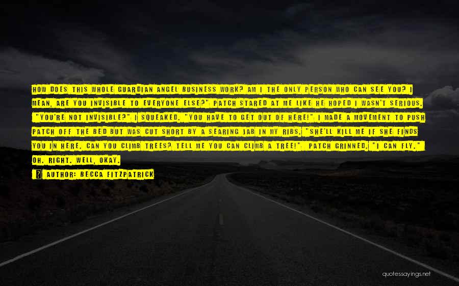 Becca Fitzpatrick Quotes: How Does This Whole Guardian Angel Business Work? Am I The Only Person Who Can See You? I Mean, Are