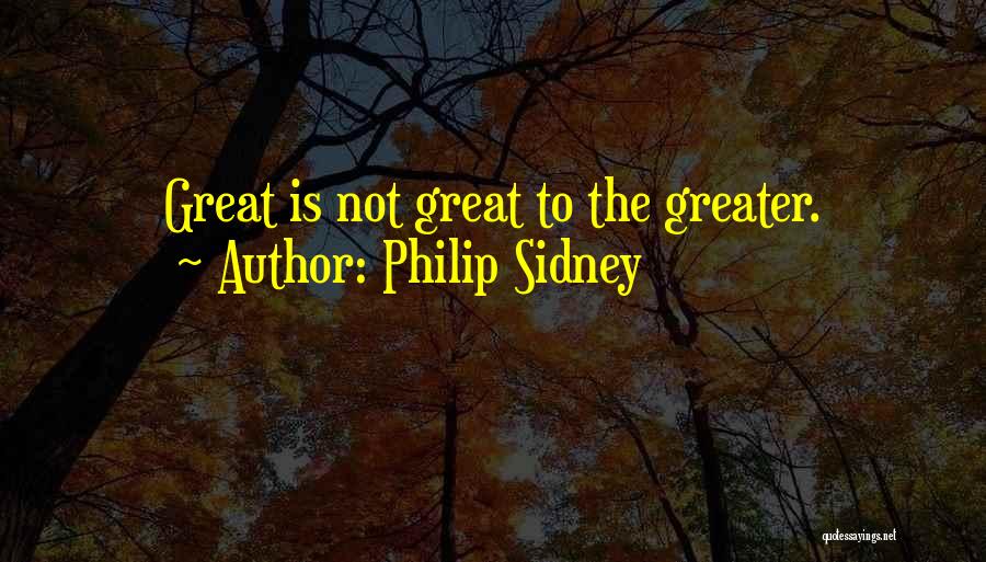 Philip Sidney Quotes: Great Is Not Great To The Greater.