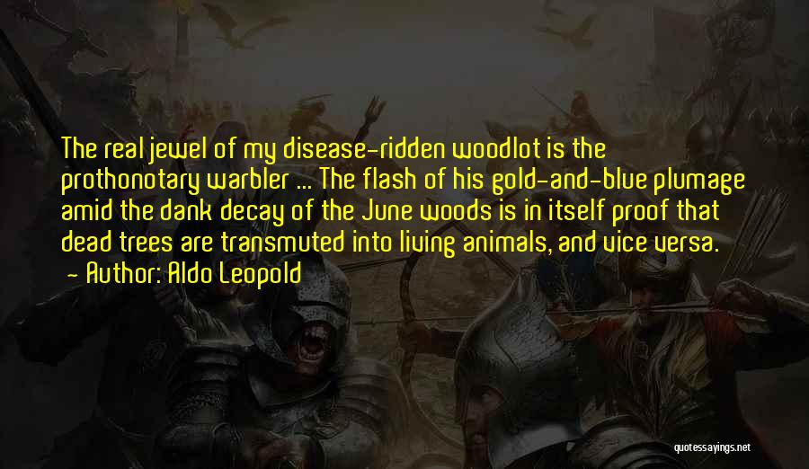 Aldo Leopold Quotes: The Real Jewel Of My Disease-ridden Woodlot Is The Prothonotary Warbler ... The Flash Of His Gold-and-blue Plumage Amid The