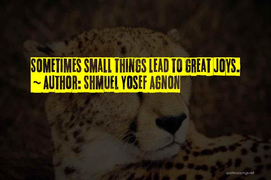 Shmuel Yosef Agnon Quotes: Sometimes Small Things Lead To Great Joys.