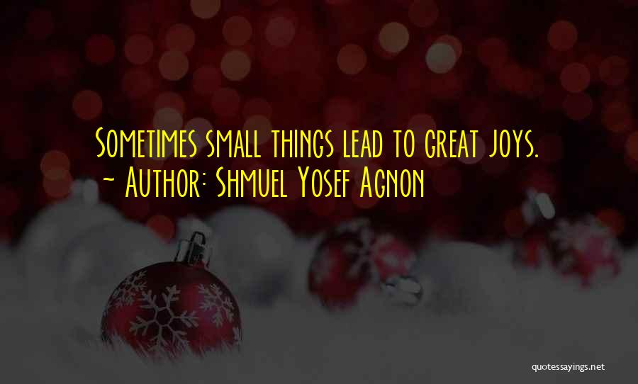 Shmuel Yosef Agnon Quotes: Sometimes Small Things Lead To Great Joys.