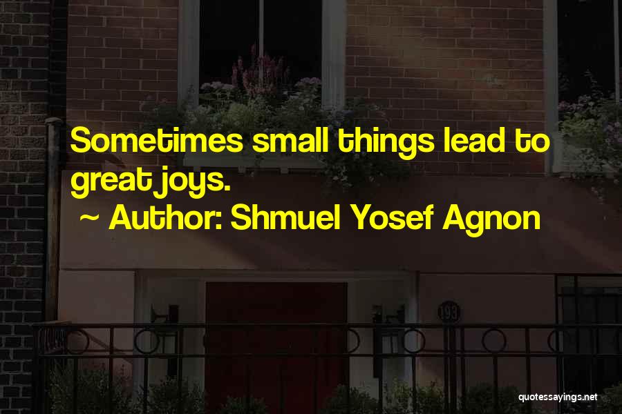 Shmuel Yosef Agnon Quotes: Sometimes Small Things Lead To Great Joys.