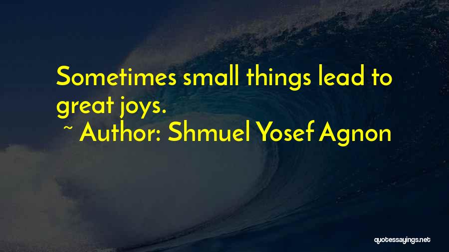 Shmuel Yosef Agnon Quotes: Sometimes Small Things Lead To Great Joys.