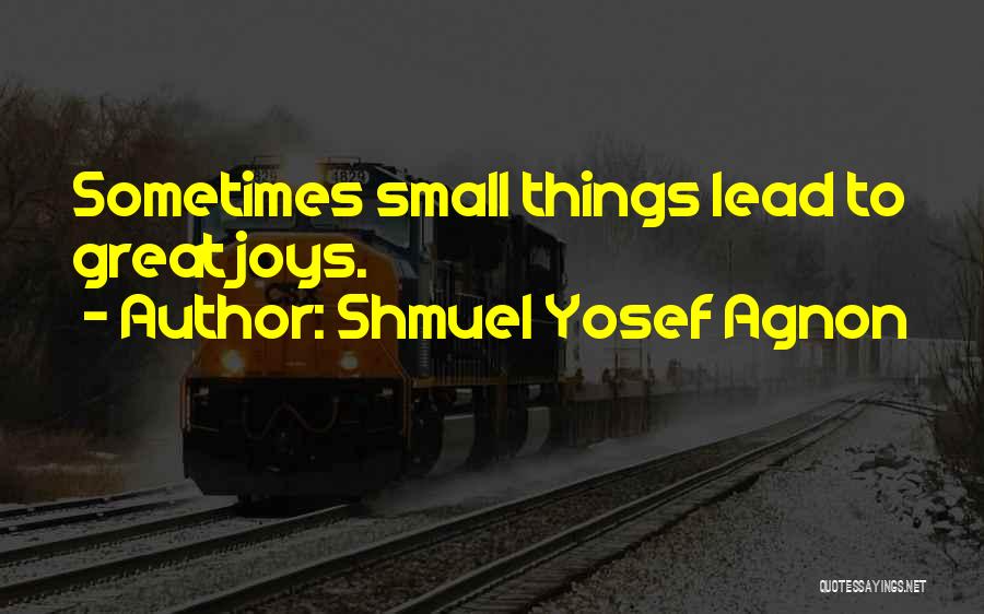 Shmuel Yosef Agnon Quotes: Sometimes Small Things Lead To Great Joys.