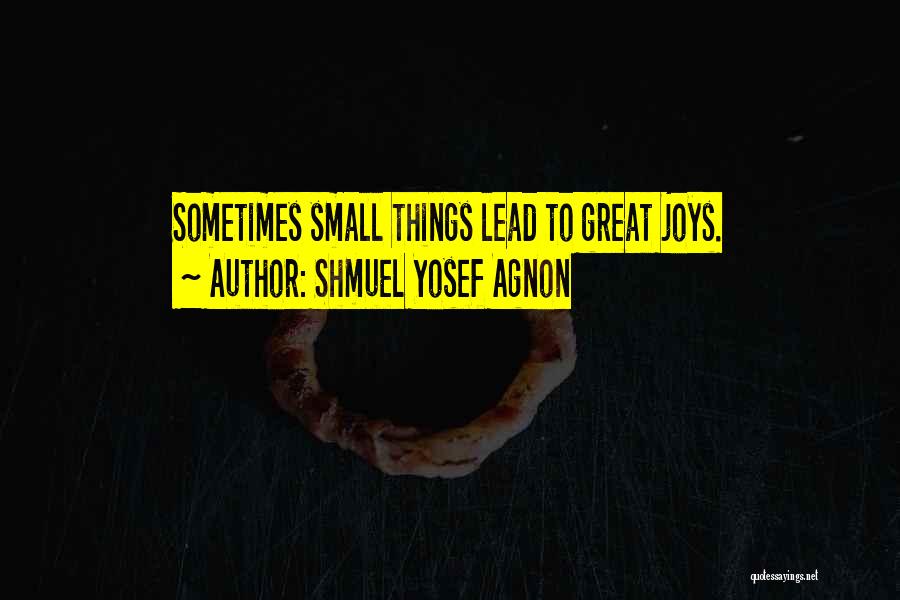 Shmuel Yosef Agnon Quotes: Sometimes Small Things Lead To Great Joys.