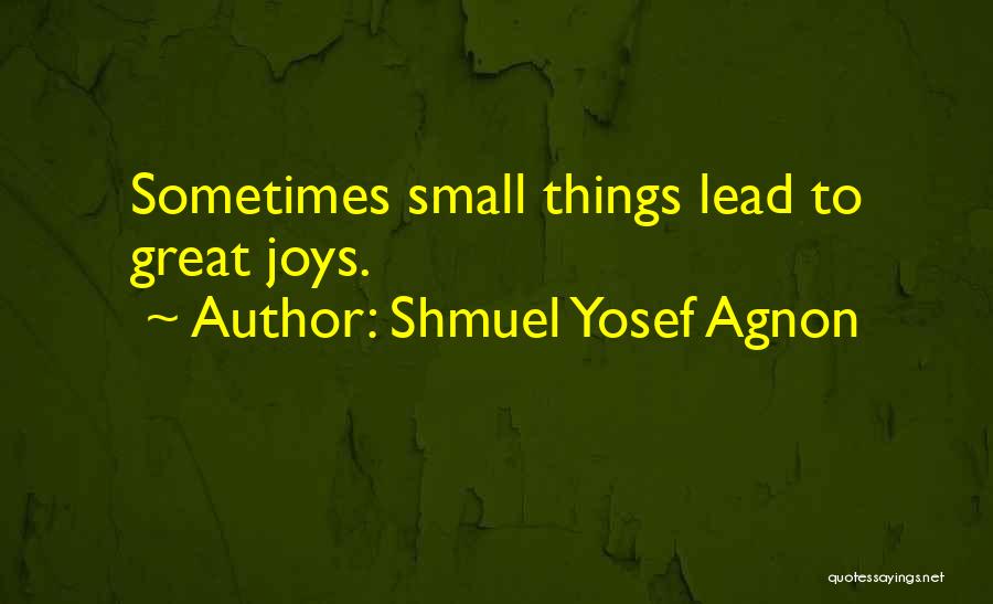 Shmuel Yosef Agnon Quotes: Sometimes Small Things Lead To Great Joys.