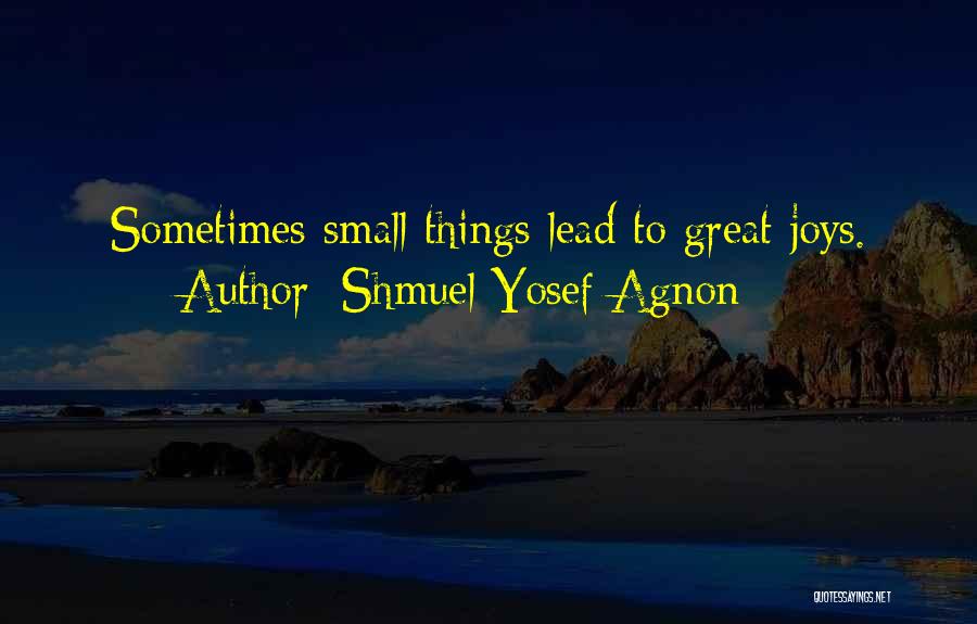 Shmuel Yosef Agnon Quotes: Sometimes Small Things Lead To Great Joys.