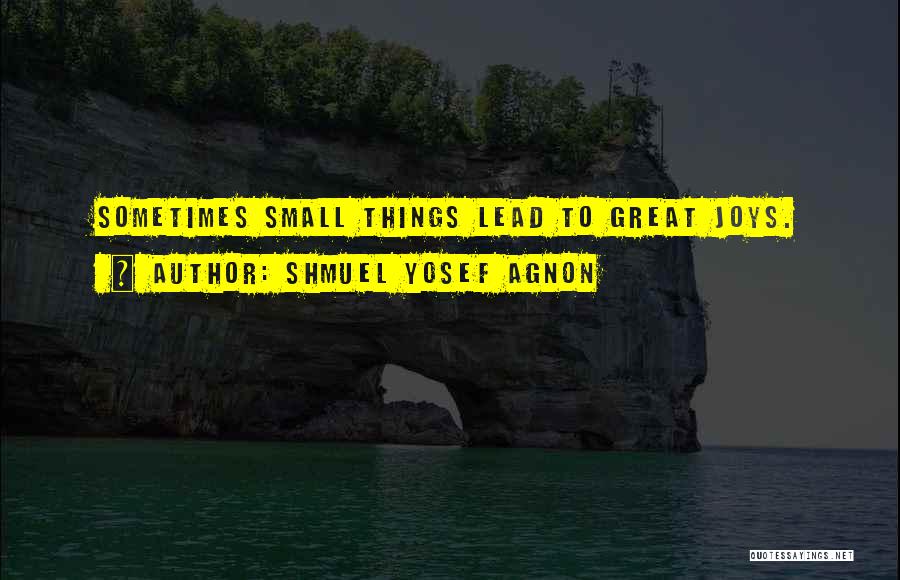 Shmuel Yosef Agnon Quotes: Sometimes Small Things Lead To Great Joys.