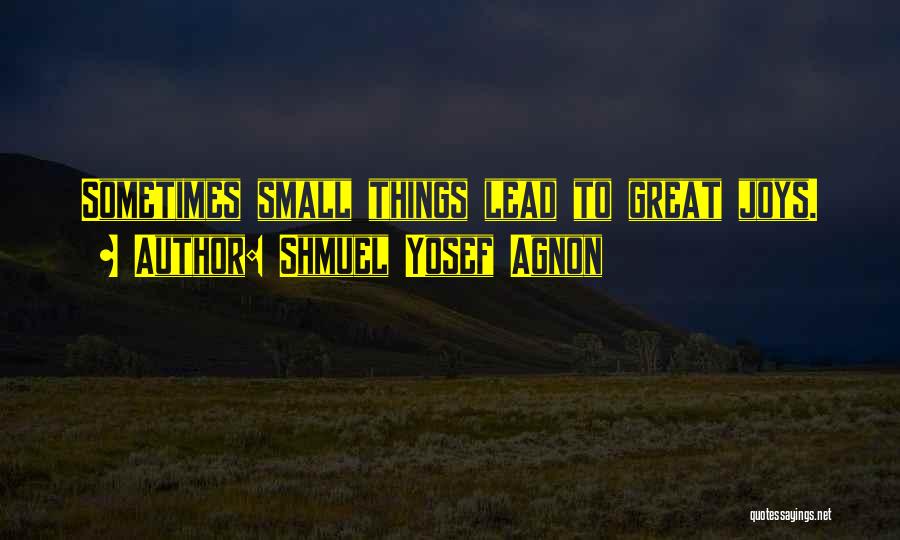 Shmuel Yosef Agnon Quotes: Sometimes Small Things Lead To Great Joys.